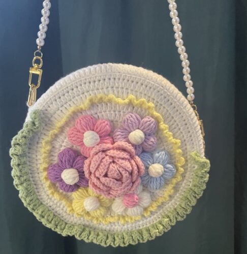 Crochet flower crossbady bag- YEG030 photo review